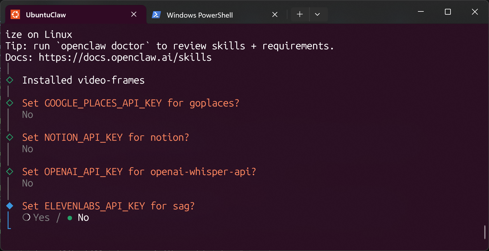 openclaw skip next api